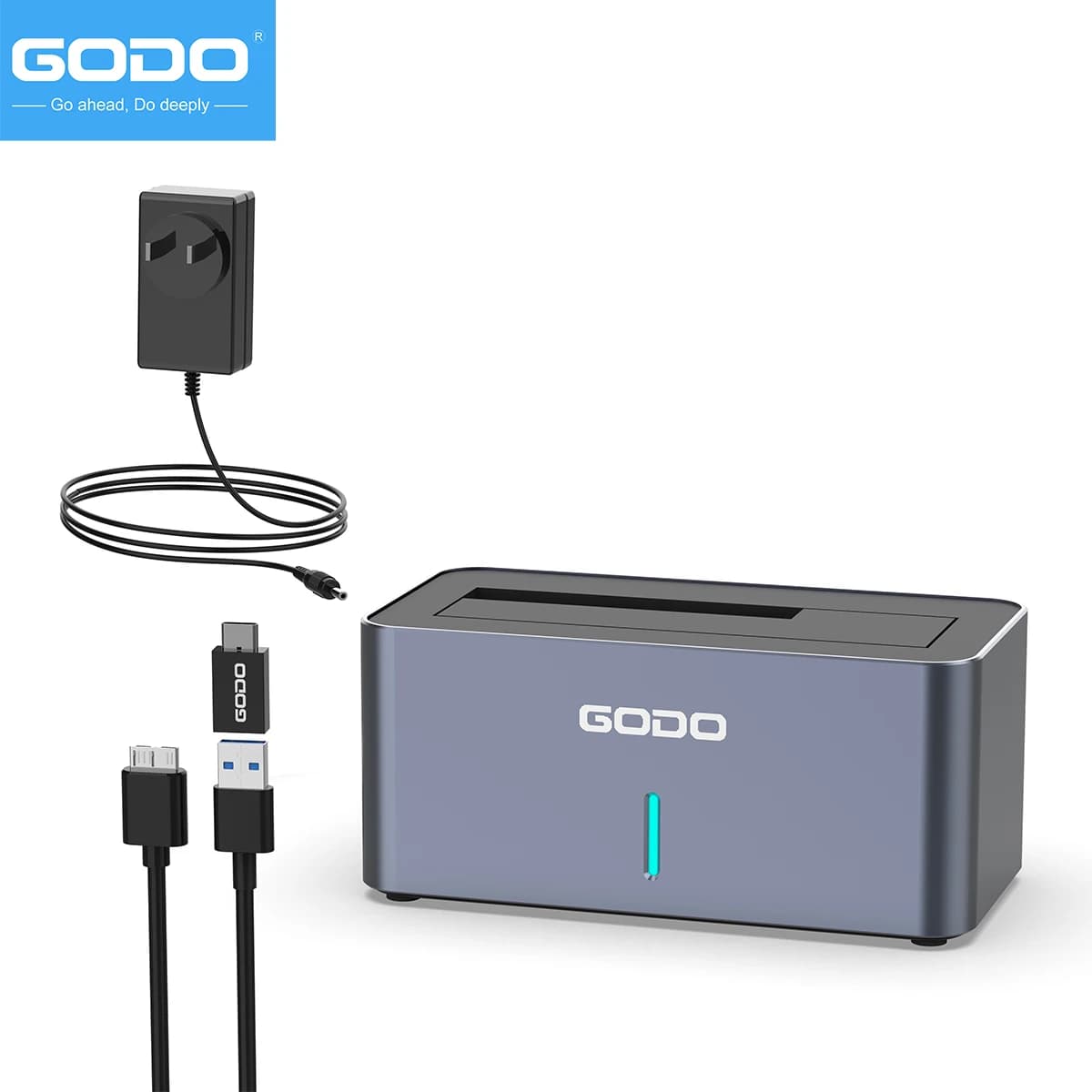 GODO Case Esterno per Disco Rigido SAS/SATA da 2.5/3.5 Pollici, Docking Station SATA a USB 3.0, Caddy HDD, Box HDD