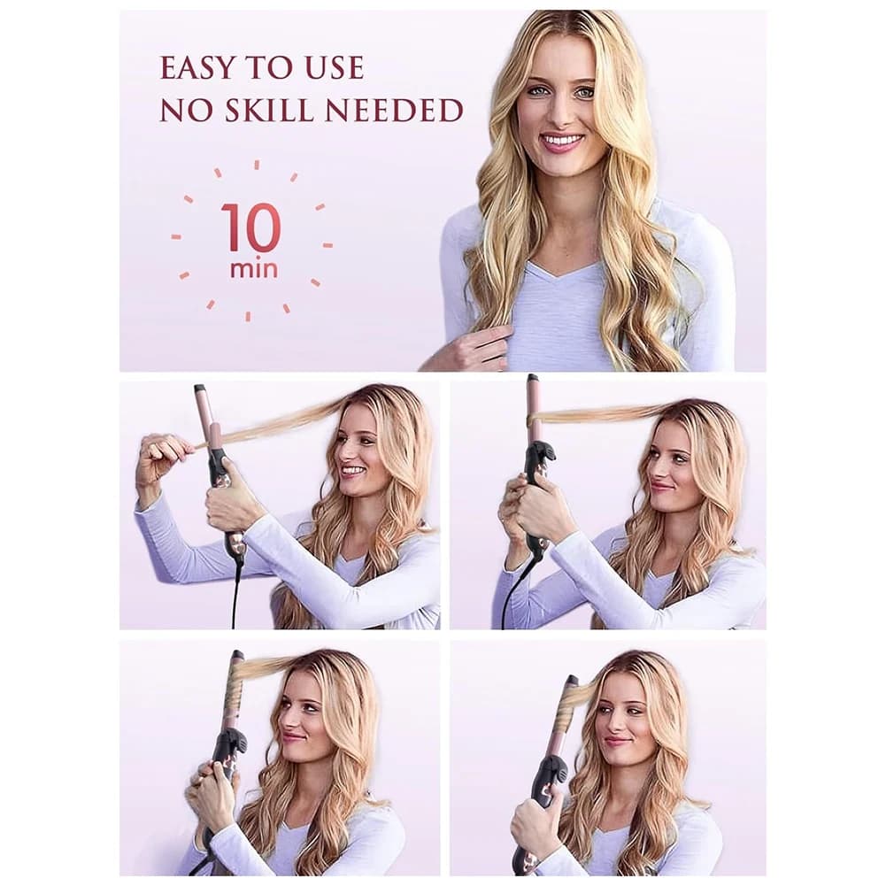 Automatic Fast Heating Rotary Curling Iron, Temperature Curling Iron, Dual Voltage Ceramic Curling Iron EU Plug