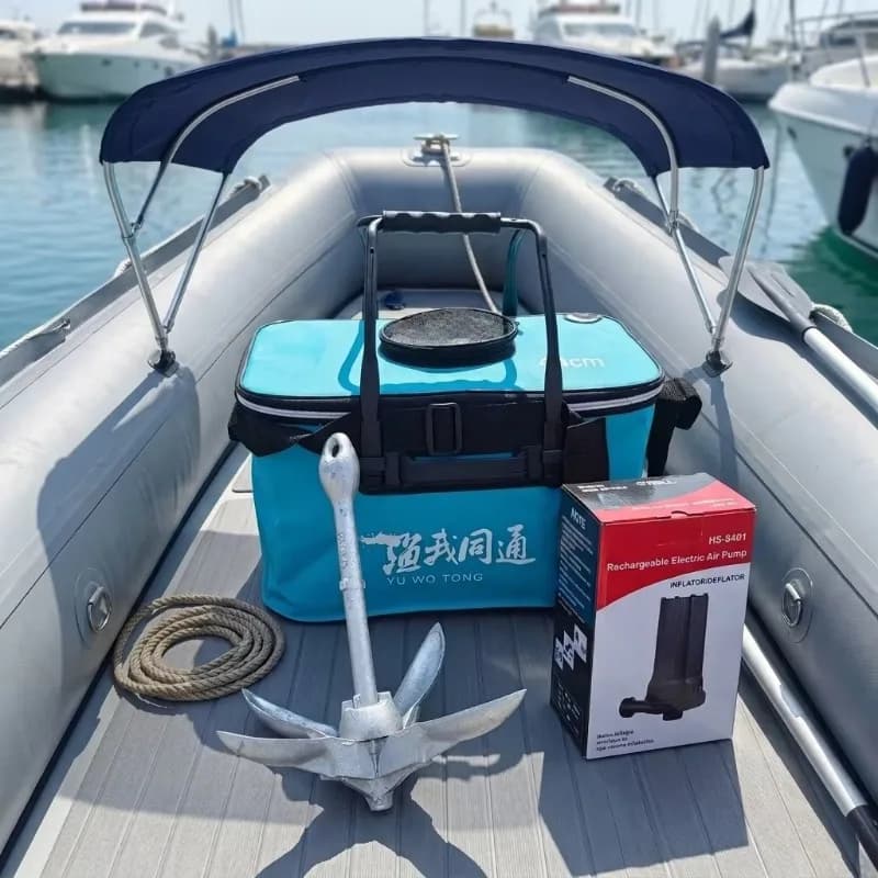Fishing Set, Including Sunshade, Anchor, Roller, Charging Pump, Fishing Bucket Accessories, Suitable for PVC Inflatable Boats