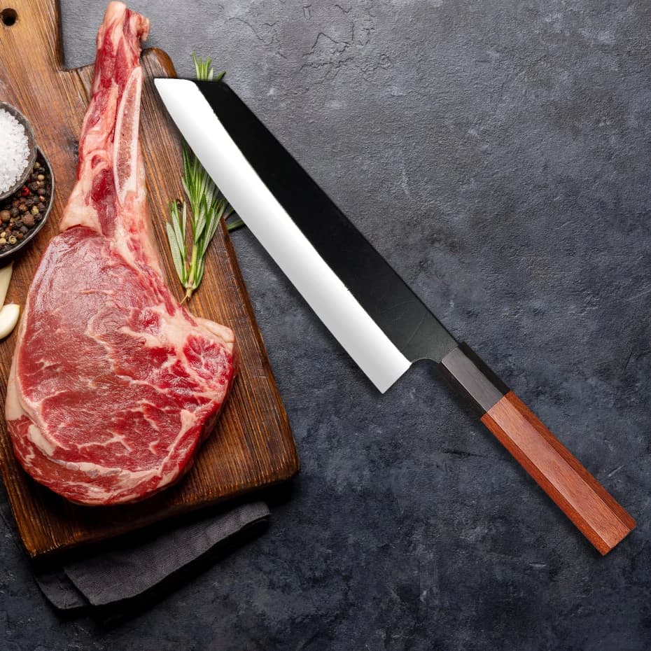 Coltello Kiritsuke giapponese con manico ottagonale, coltelli da chef da cucina Gyuto da 8", strumento per salmone con lama affilata, nuovo regalo
