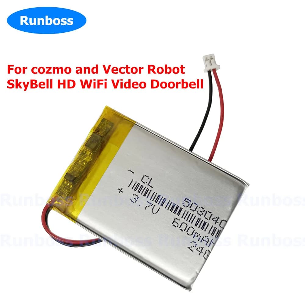 3.7V 503040 Con JST1.25mm 2P spina Batteria 600mAh per cozmo e Robot vettoriale, SkyBell HD WiFi Videocitofono Campanello Altoparlante Bluetooth