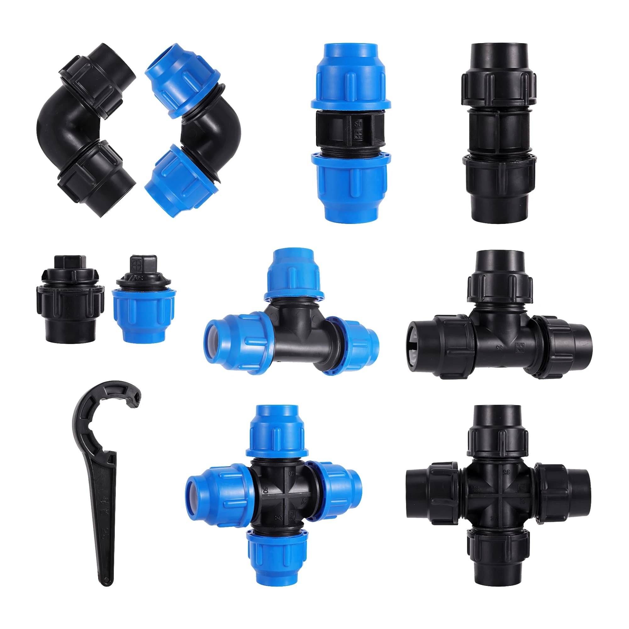 40mm plastica PE tubo Tee connettore a gomito a quattro vie giardino agricoltura irrigazione deviatore tubo riparazione connettore Extender