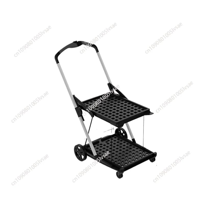 New Double Decker Foldable Lightweight Aluminum Shopping Cart with Storage Box