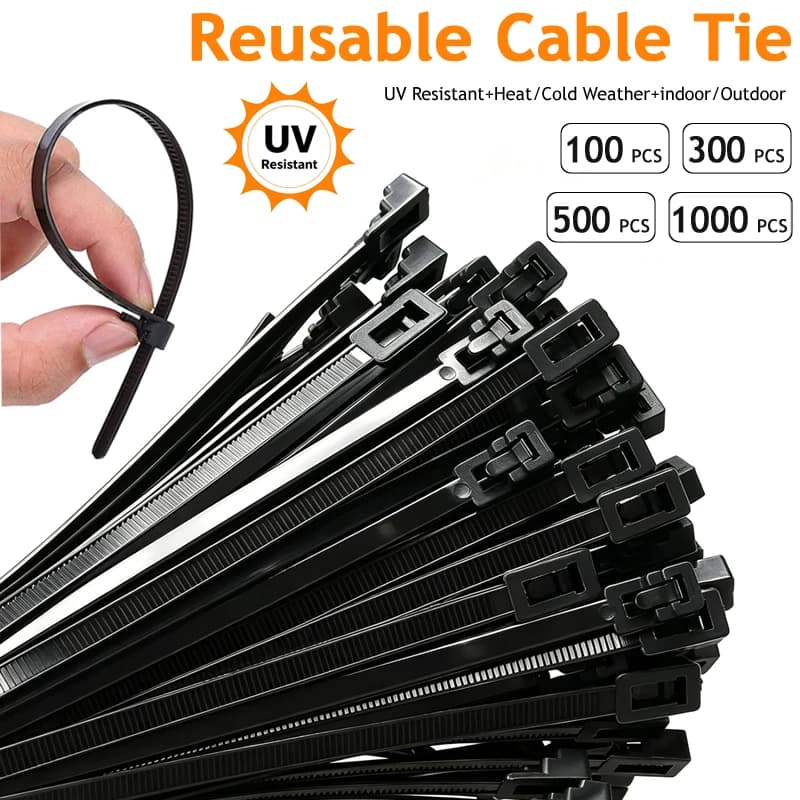 100/300/500/1000pcs Nylon Zip Ties StrongTensile Plastic Wire Fixed Strap Fastening Ring Loop Wire Wrap Releasable Cable Ties