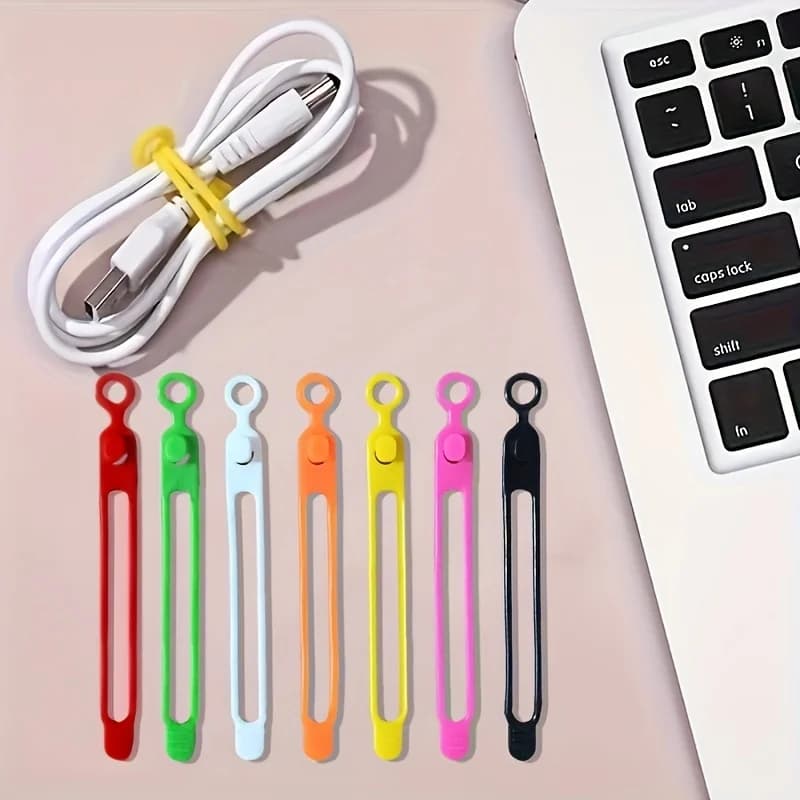 12-piece silicone organizer set, suitable for cable ties of data lines and wires, storage cords, adjustable ring storage