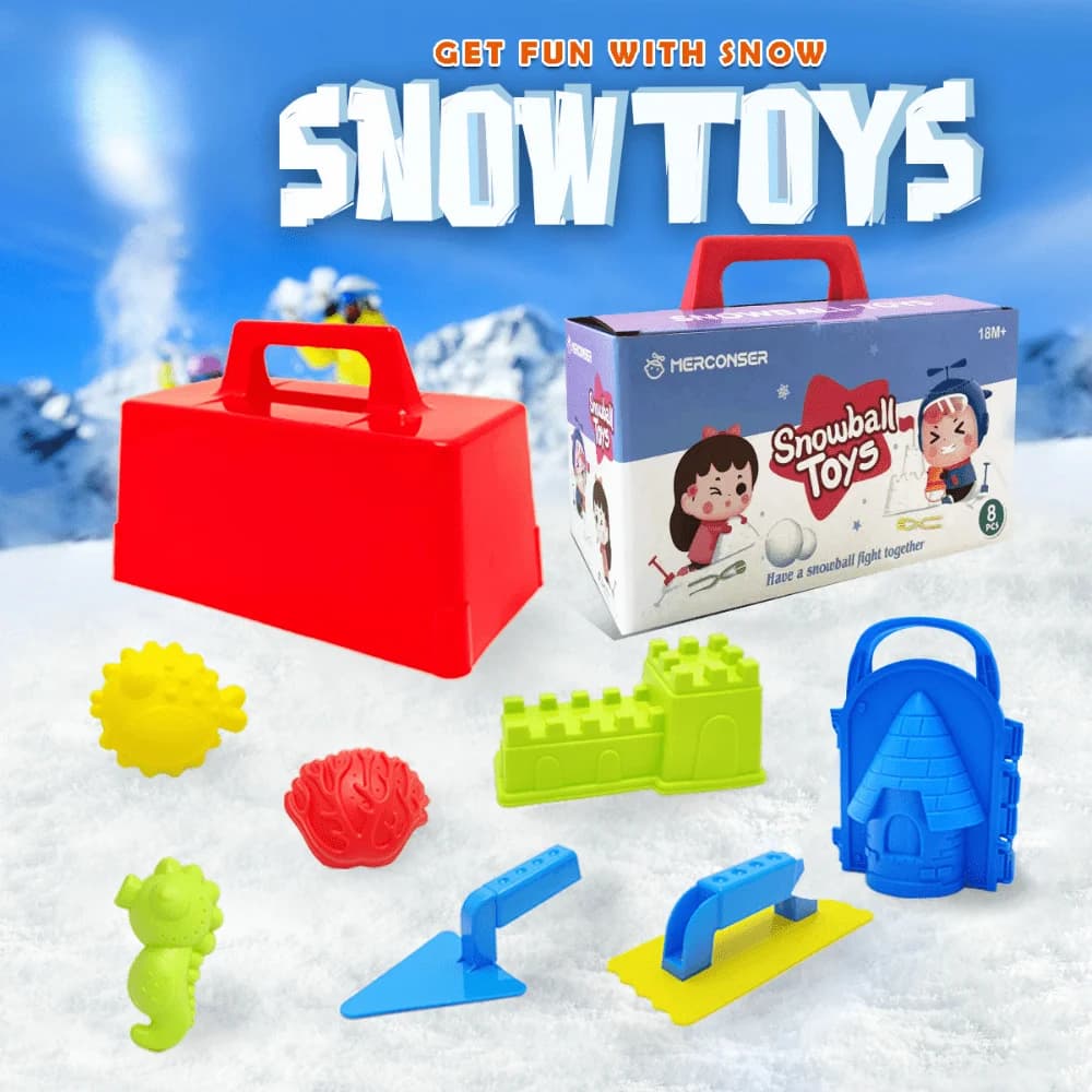 Set di giocattoli da neve per bambini invernali all'aperto da 8 pezzi - Stampi per palle di neve addensati, pala per sabbia e neve, set da gioco per lotta con palle di neve