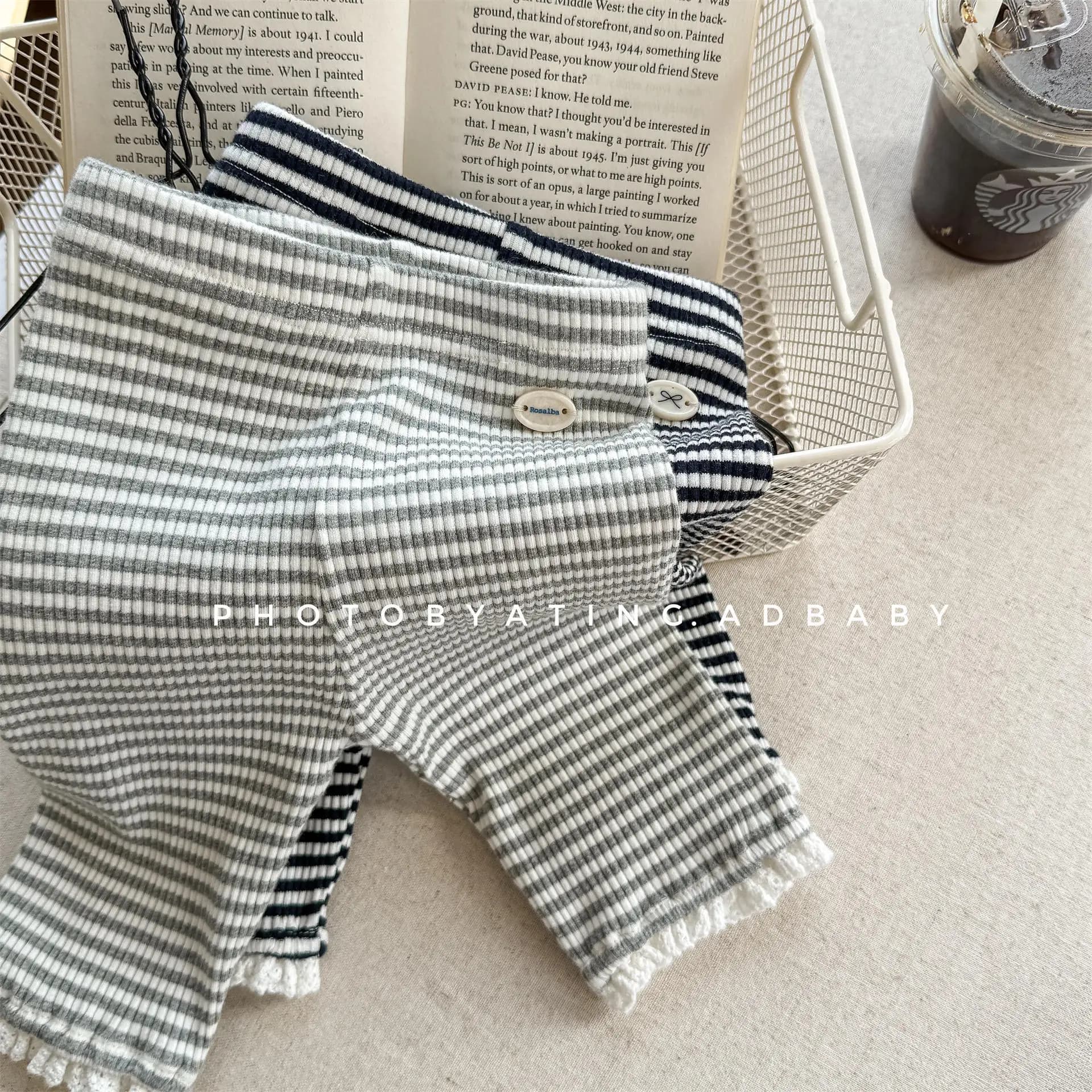 Pantaloncini Estivi 2026 per Bambine in Pizzo, Leggings in Cotone a Righe Casual per Bambini, Pantaloncini a Vita Alta per Neonati, Abbigliamento per Neonati