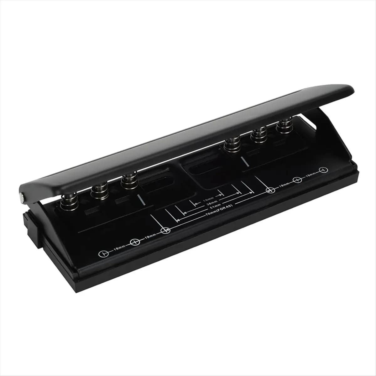 STOCK-Adjustable 6-Hole Punch - Metal Hole Puncher for A4/A5/A6, 6-Ring Binder Puncher, Non-Slip Base, with Ruler & Hole Guide