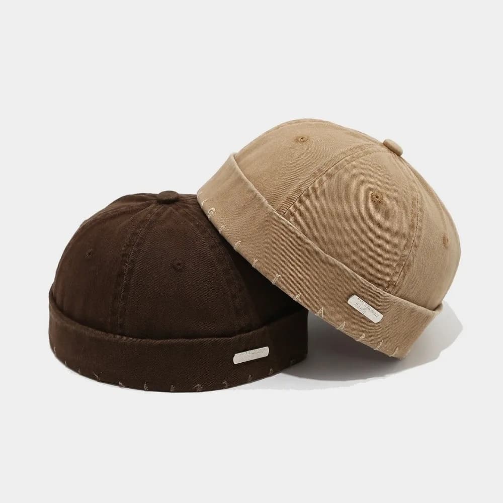 Cappello Docker Senza Visiera in Denim Lavato per Esterni, Tinta Unita, Cotone Vintage, Berretto a Cupola Regolabile, per Ragazzi e Ragazze