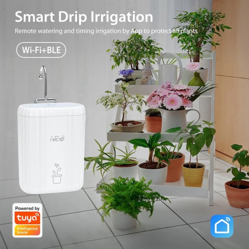 Dispositivo Intelligente WiFi per Irrigazione Automatica di Fiori, Sistema di Irrigazione a Goccia per Interni e Balconi, Controllo tramite Smartphone, Sistema di Cura del Giardino Domestico