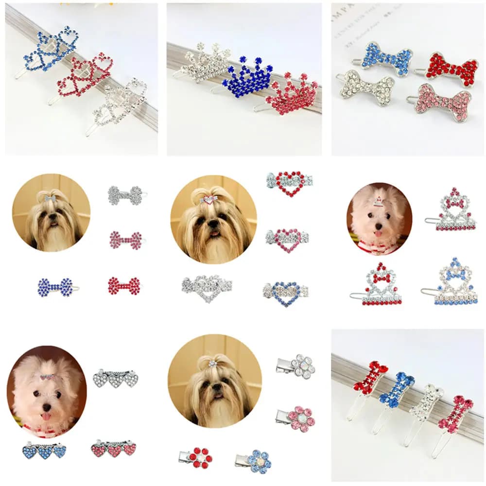 Forniture per cani Bling adorabili Fermagli per capelli Bling per cani Cuccioli Bling Accessori per animali domestici Forcina per animali Fermagli per capelli carini Toelettatura per peli di animali domestici