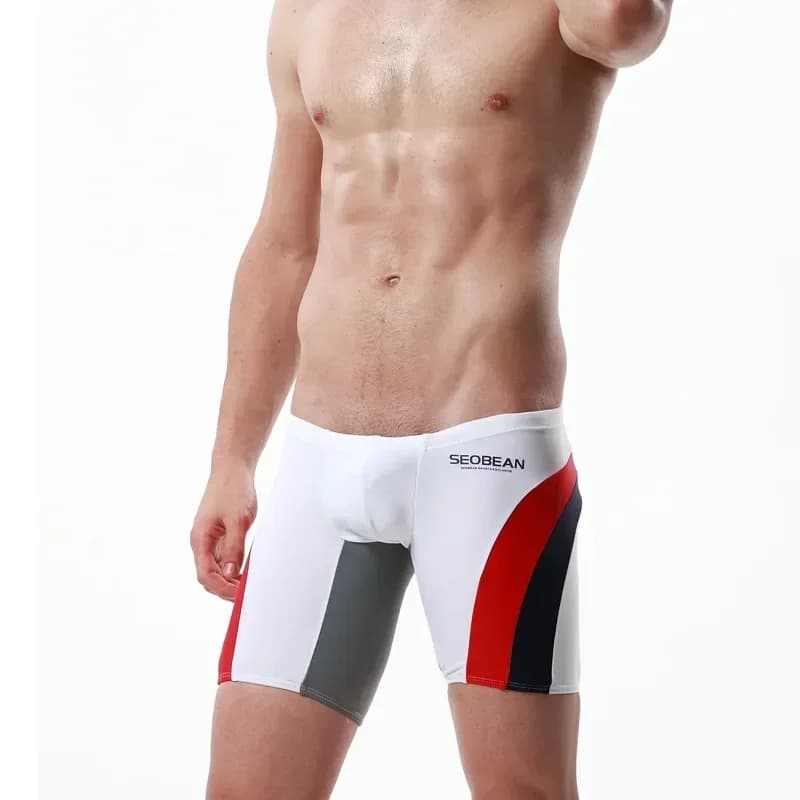 Swimming Trunks for men Running Cycling Sports Long Boxers Beach Board Legs Shrots Patchwork Hot Spring Pool Swimsuits Swimwear