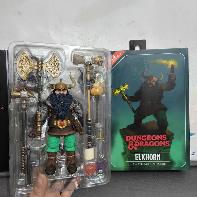 Originale Neca Drago E Dungeon Anime Figura Guerriero Nano Elkhorn Action Figures Modello Palmare Giocattolo Da Collezione Regali Di Compleanno