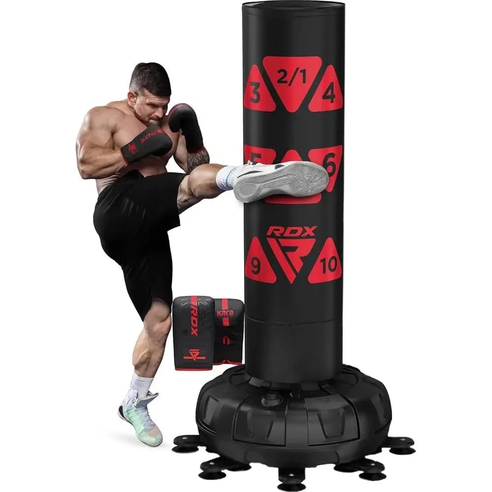 72 Heavyweight Pedestal Punching Bag Set with Cover, Gloves, and Suction Cup Base for Home Gym Boxing/MMA/Muay Thai Training