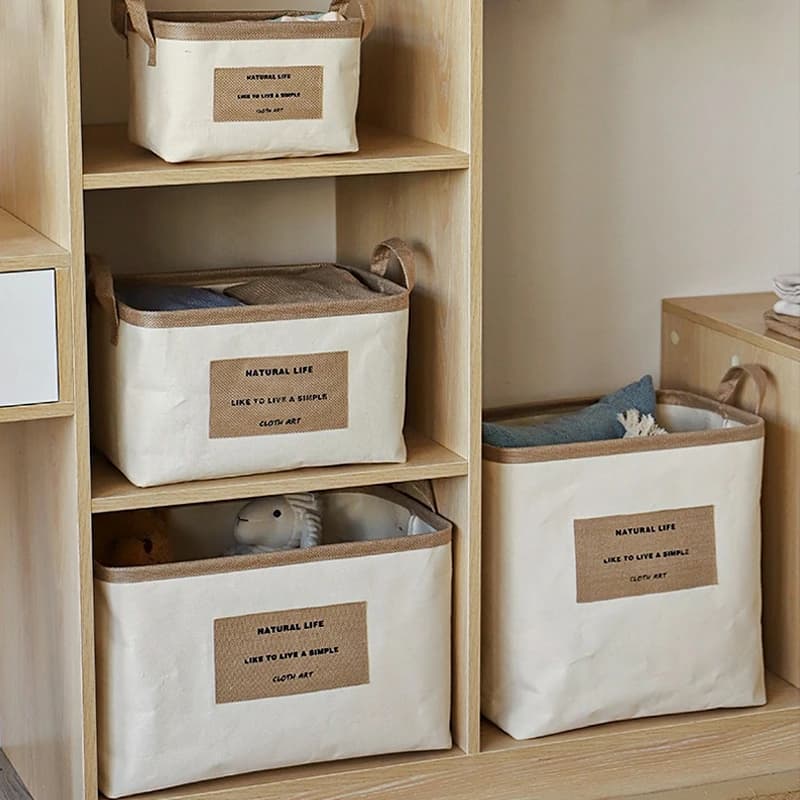 Cestini per biancheria pieghevoli Grande scatola portaoggetti per vestiti in lino ispessito Borse organizer Armadio impermeabile Organizzazione domestica