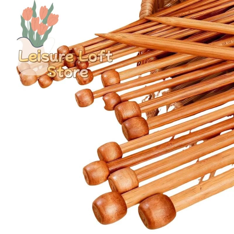 2Pcs Non-Scratch Bamboo Knitting Needles Single Pointed For Handmade Yarn Weaving Craft Beginner Friendly