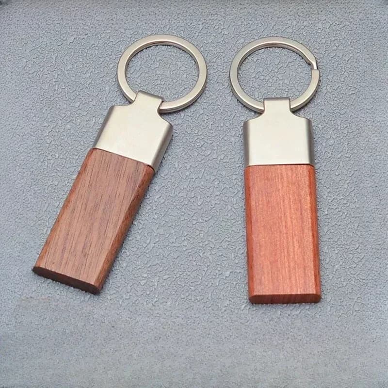 Portachiavi in metallo di legno con logo personalizzato laser Portachiavi inciso in legno di noce in palissandro vuoto per portachiavi per auto personalizzato per hotel aziendale