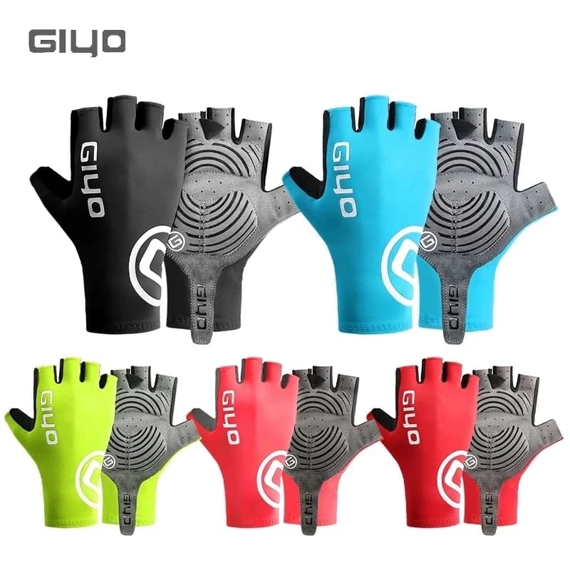Giyo short cycling gloves without finger bicycle anti slip fabric Lycra half finger glove for Mtb Road Bike Sports Racing