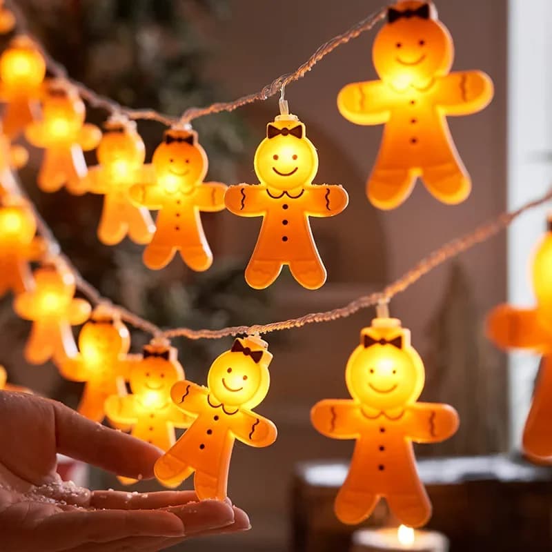 Gingerbread Man String Lights decorazioni natalizie per la casa 2024 ornamento di natale Navidad Noel Gifts Happy New Year 2025 Gifts