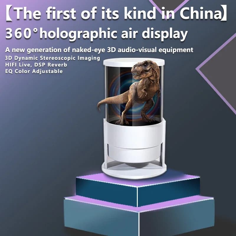 Ventilatore per proiezione olografica 5D Schermo cilindrico da 360 gradi Macchina per visualizzazione pubblicitaria Perline LED WIFI Bluetooth controllato