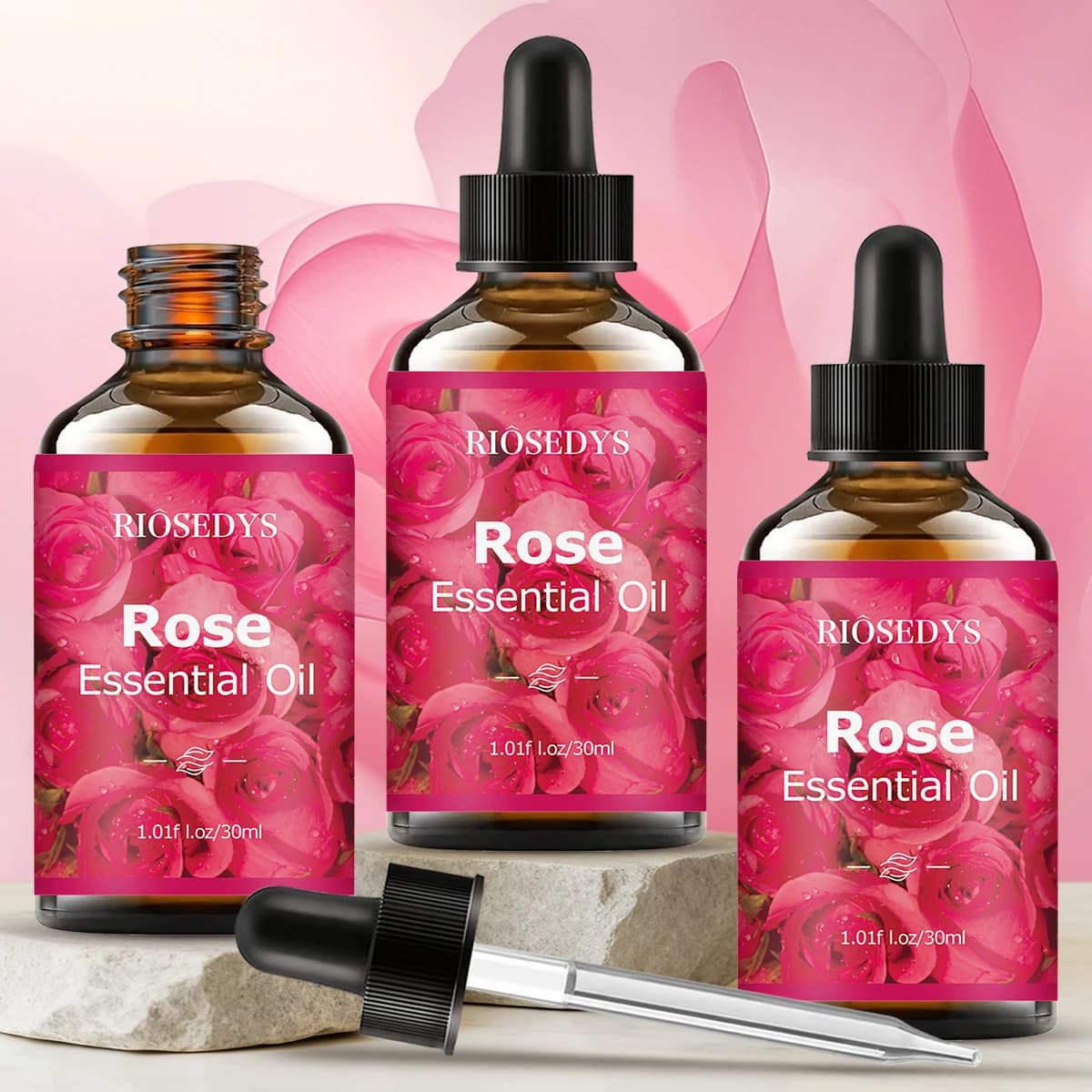 Olio essenziale di rosa, fragranza naturale, adatto per trattamenti di massaggio corporeo, cura dei capelli e diffusori.