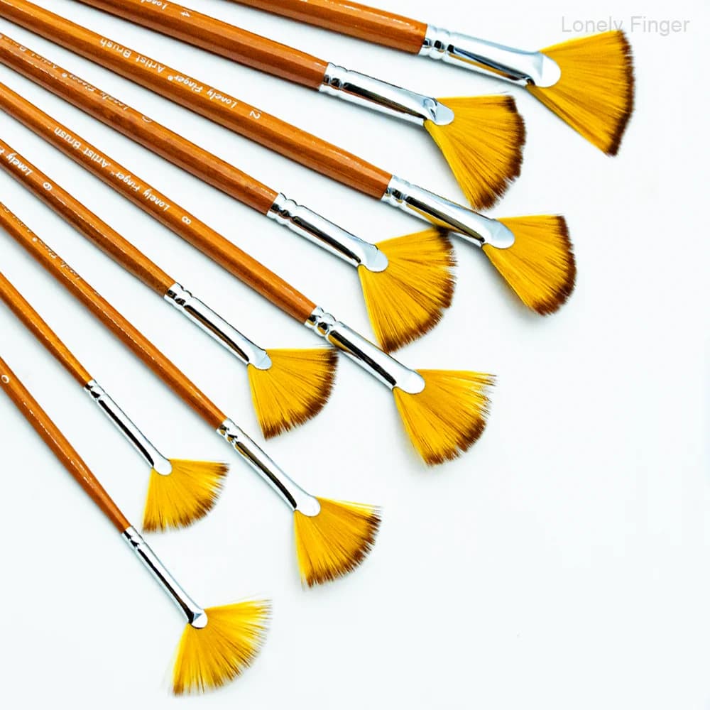 Artist Fan Paint Brushes Set 9/18pcs - Soft Anti-Shedding Nylon Hair Wood Long Handle Paint Brush Set for Acrylic Watercolor Oil