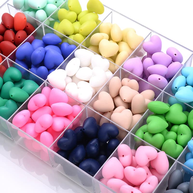 10Pcs Peach Heart perline in Silicone 18x20mm perline per massaggiagengive per alimenti per bambini per fai da te eco-friendly clip per ciuccio catena Beacelet