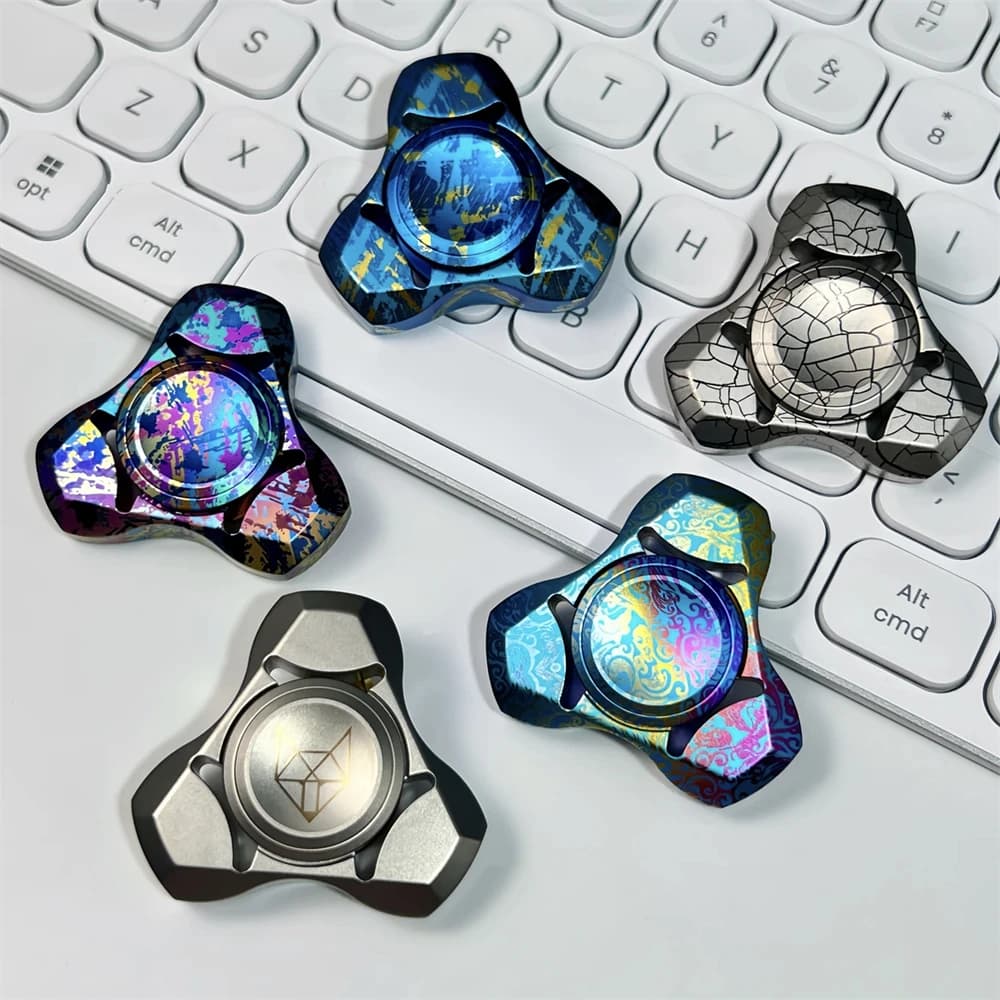 Fox 1.0 Lega di titanio Fidget Spinner EDC Fidget Slider Giocattoli Antistress per un lungo tempo di rotazione Giocattoli sensoriali per alleviare l'ansia ADHD