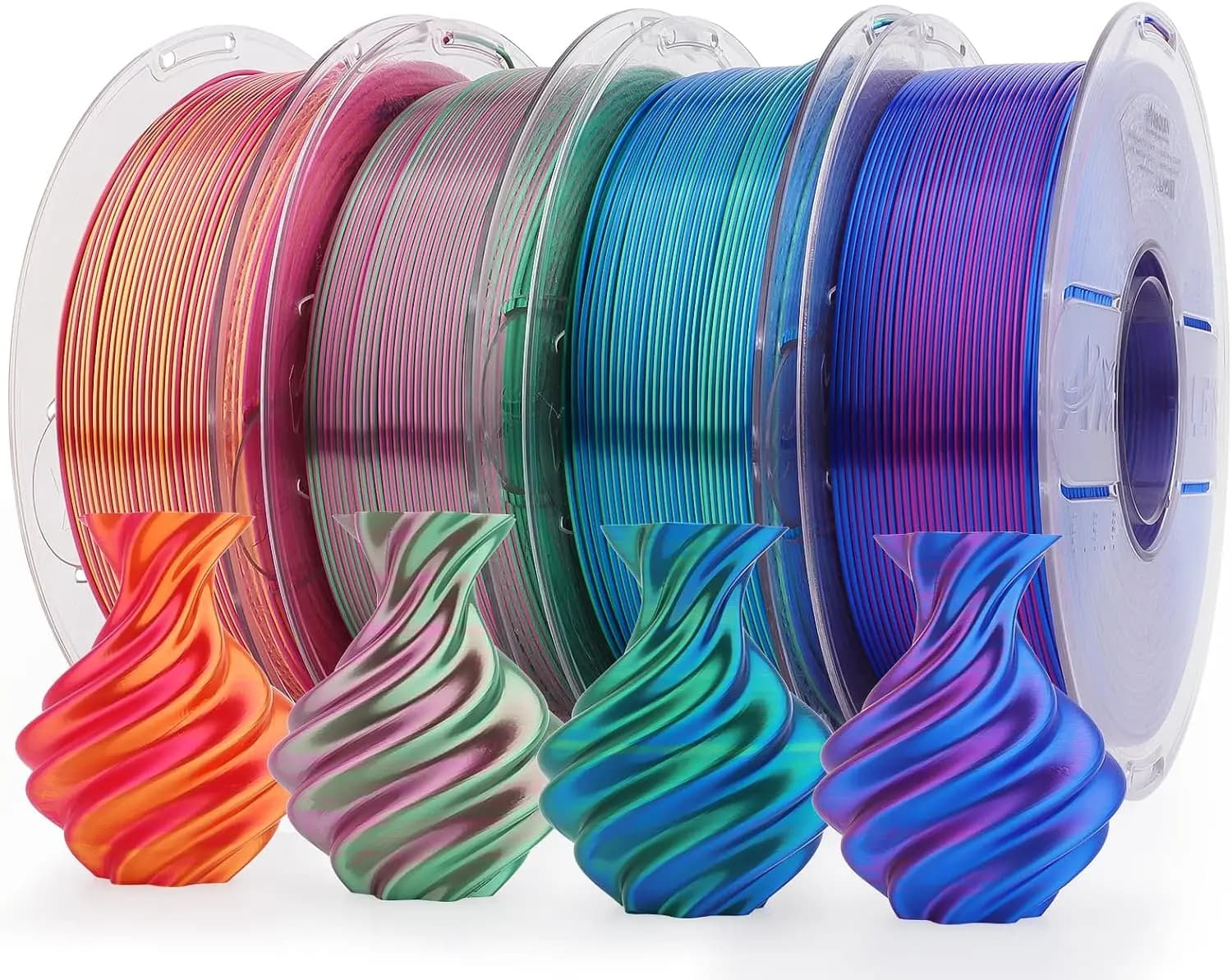 ^For Silk PLA 3D Printer Filament Bundle, Shiny Dual Color PLA Filament 1.75mm Pack, Multi Color Change PLA 3D Printing Filament