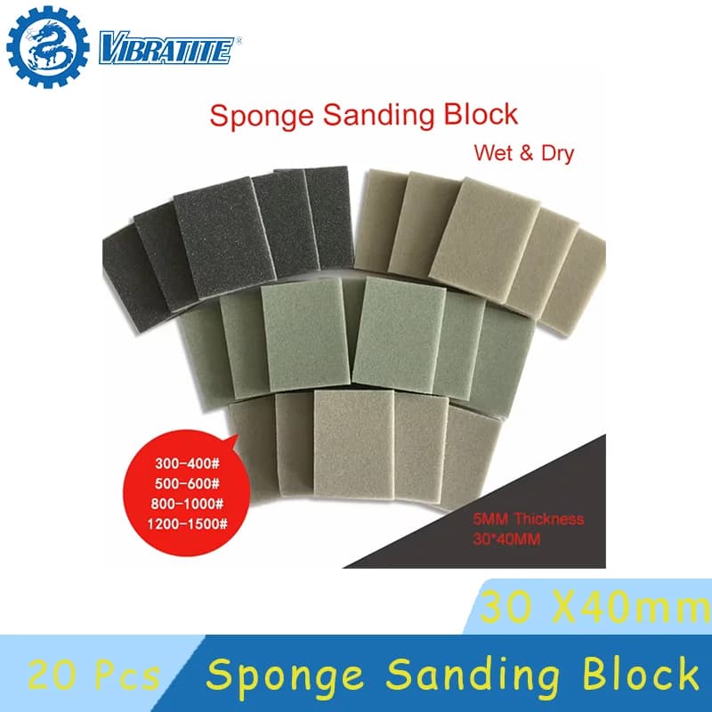 Spugna abrasiva carta vetrata 30 * 40mm 20 pezzi assortiti 300-1500 grana blocco sabbia per levigare metallo cartongesso legno lucidatura auto