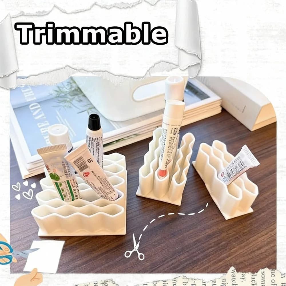 Portaoggetti Multifunzione in Silicone a Forma di Onda, Portapenne da Scrivania, Contenitore per Cosmetici, Organizzatore per Casa