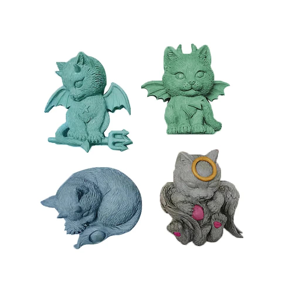 Stampo per candele profumate serie Little Monster Cat Devil Cat, stampo decorativo in silicone profumato con pietra diffusa