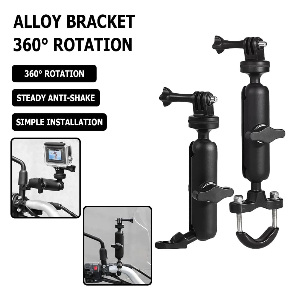 360° Rotation Bike Motorcycle Handlebar Camera Mount Bracket Holder for GoPro Hero 13 12 11 Insta360 X5 DJI Osmo Action Camera