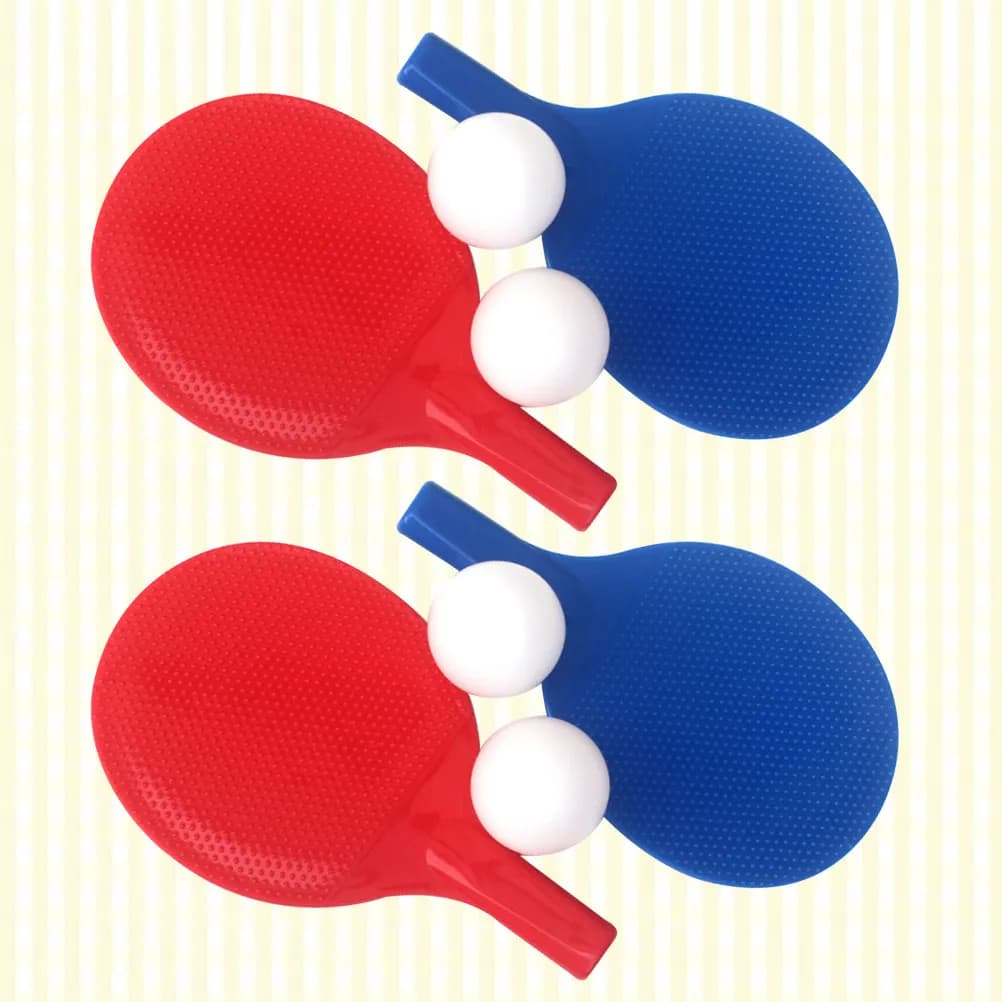 2 Set di Racchette da Ping Pong per Bambini, Racchette in Plastica per Principianti con Palline Rosse e Blu