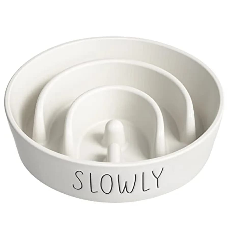 Ciotola Slow Feeder per Cani, 3 Scomparti, in Ceramica, con Labirinto, per Cani di Taglia Media/Grande, Antiscivolo, Design a Puzzle Carino per Alimentazione Lenta