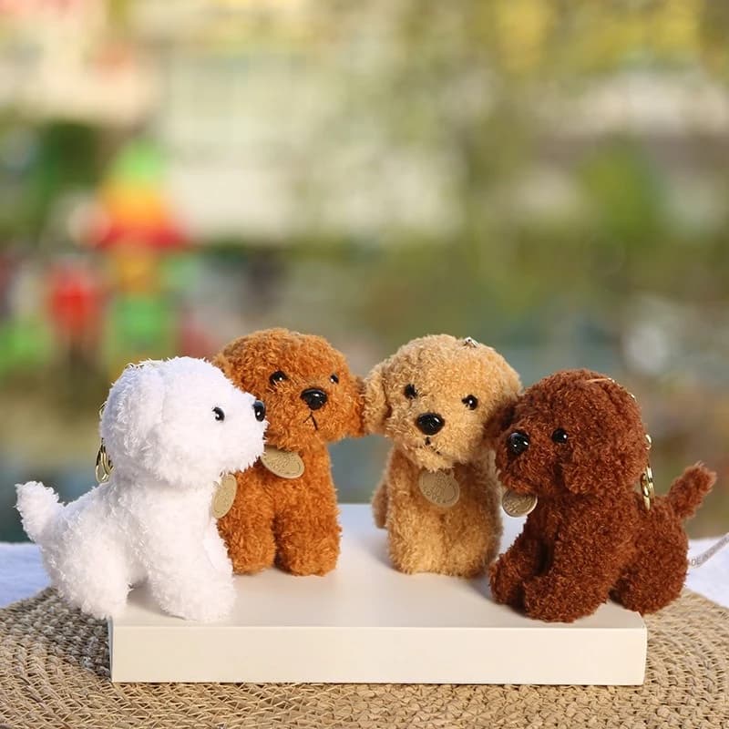 4 Pezzi di Peluche a Forma di Cane Teddy, Portachiavi per Feste di Laurea, Baby Shower, Compleanno, Regali da 4,7 Pollici/12cm