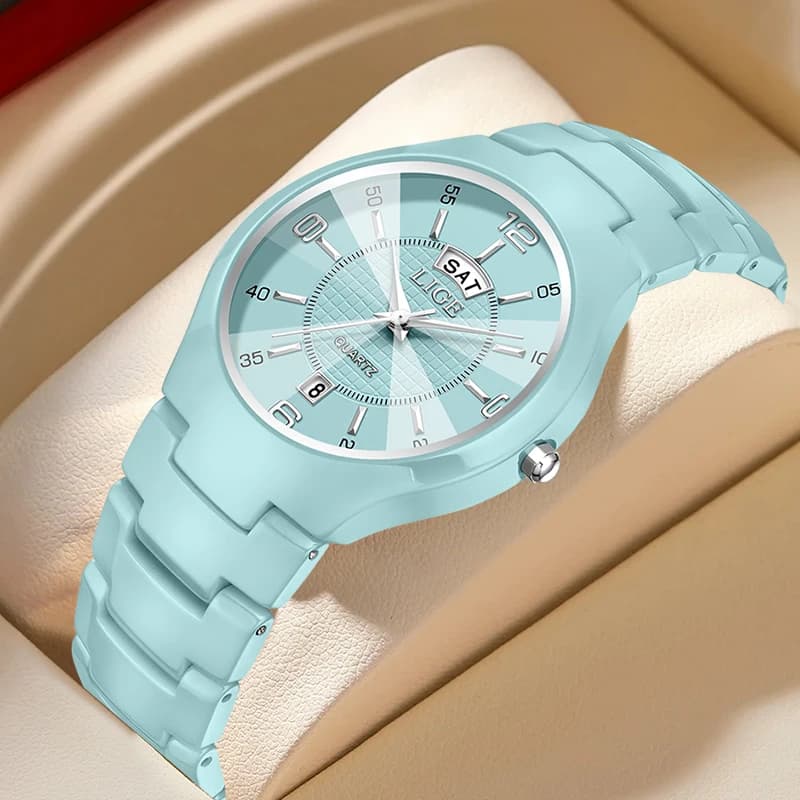 Women's LIGE Luxury and Elegant Quartz Watches, Fashionable Women's Wrist Watch with Small Ceramic Dial, Date and Week Display, Reloj Mujer