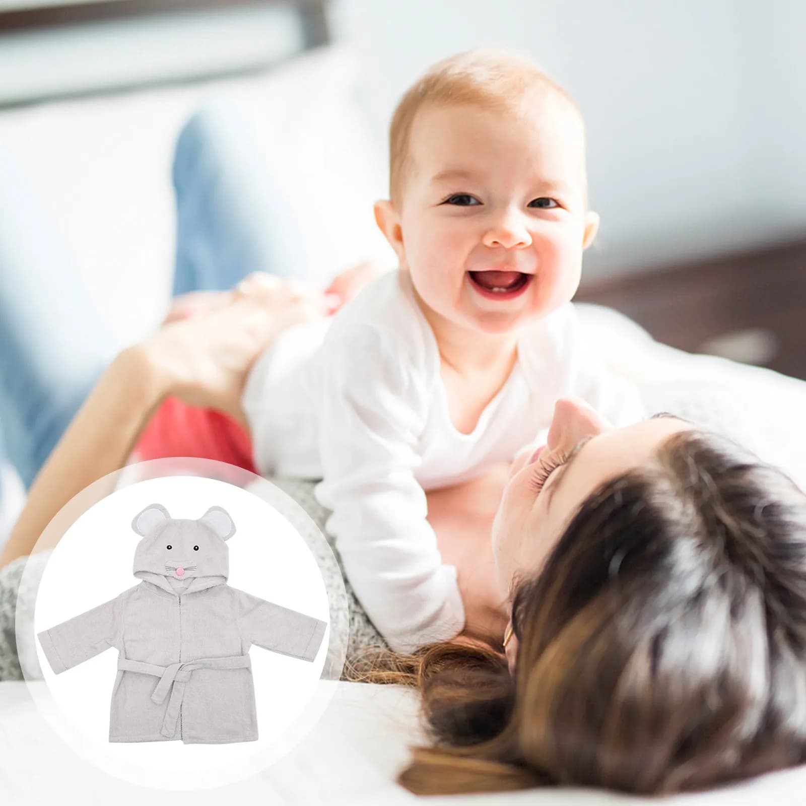 Accappatoio in cotone per neonati con cappuccio, design adorabile a cartoni animati, per bambini e bambine, ad asciugatura rapida, per uso quotidiano.