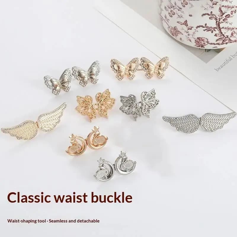 Adjustable Waist Buckle Snap Button Clip Butterfly Fashion Accessory Unisex Jeans Pants Skirts Tightener
