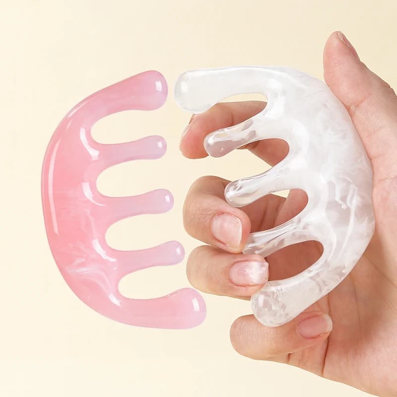 1 pz pettine per massaggio a cinque denti in resina bianco/rosa pettine per massaggio alla testa per uso domestico pettine per massaggio portatile