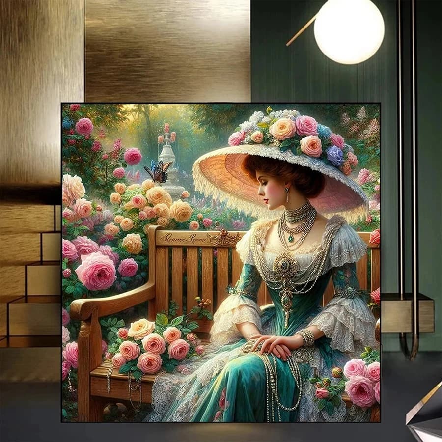 Full Diamond Embroidery Kit New European Classical Court Garden Women Handicraft Diamond Painting Cross Stitch Home Decoration