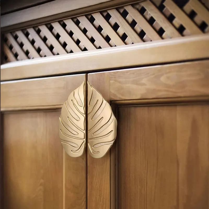 Maniglie creative con foglie per armadietti e cassetti Decorazioni per la casa Camera da letto Guardaroba Tira Ferramenta per mobili moderna e semplice 64 mm Una coppia
