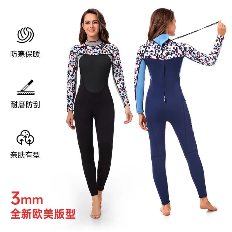 SABOLAY 3MM Muta da sub da donna Pantaloni interi a maniche lunghe Spessore caldo Costume da bagno Snorkeling Surf Nuoto VQ507