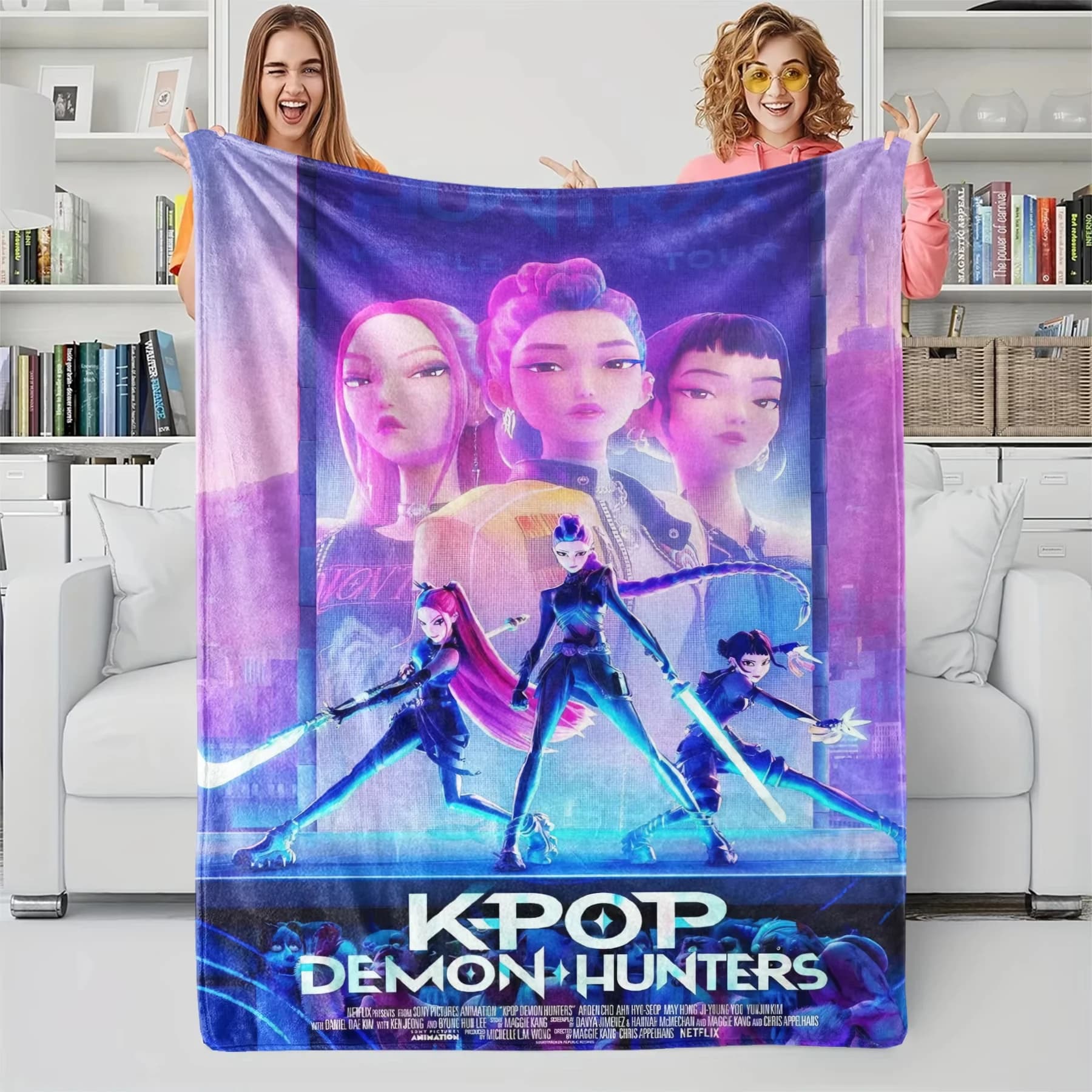 K-Pop Demon Hunters Coperta anime Peluche ultra morbido per ragazze Ragazzi Regalo per tutte le stagioni per divano letto Ufficio Viaggio di campeggio