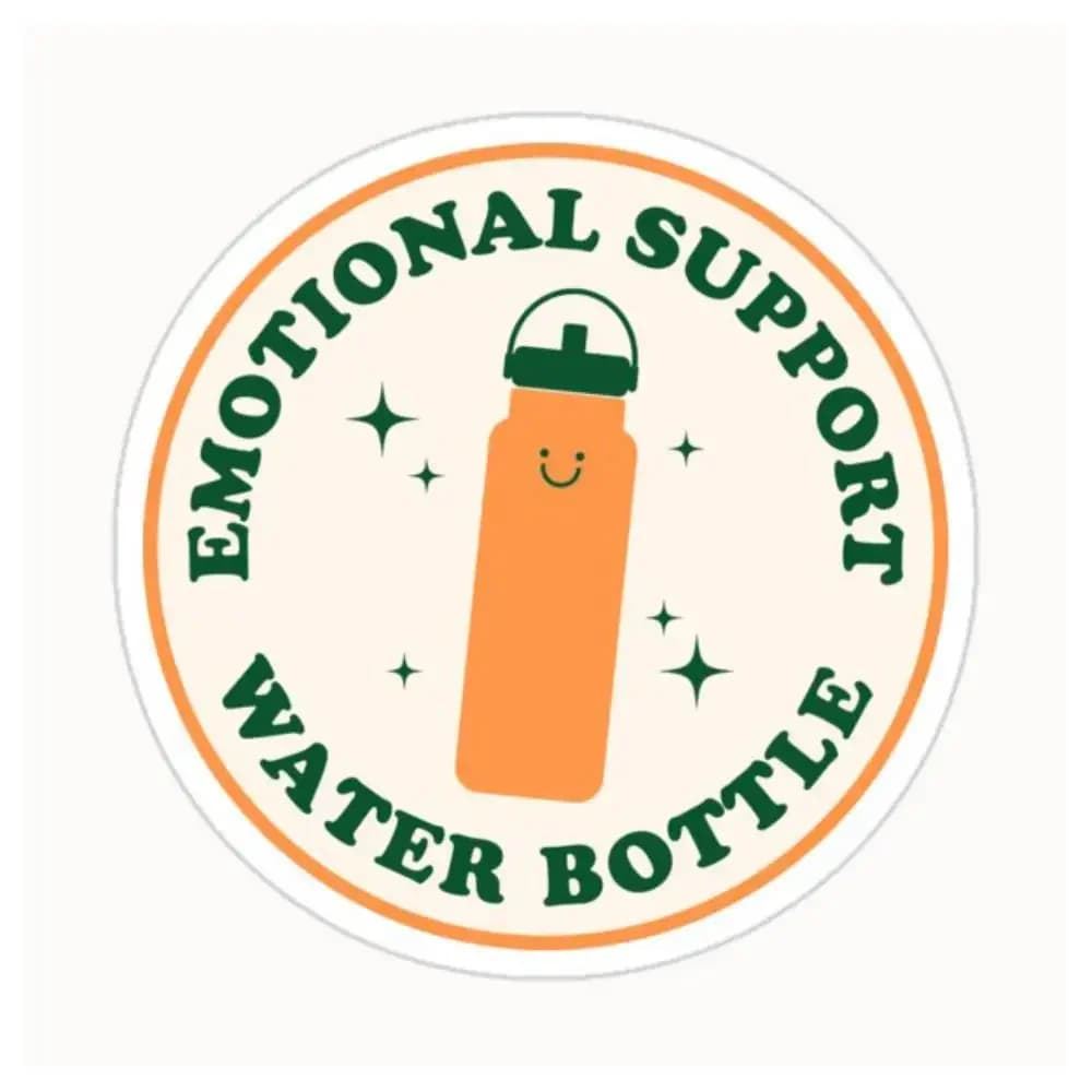 Emotional Support Water Bottle Sticker Orange And Green Waterproof Stickers For Decorating Car