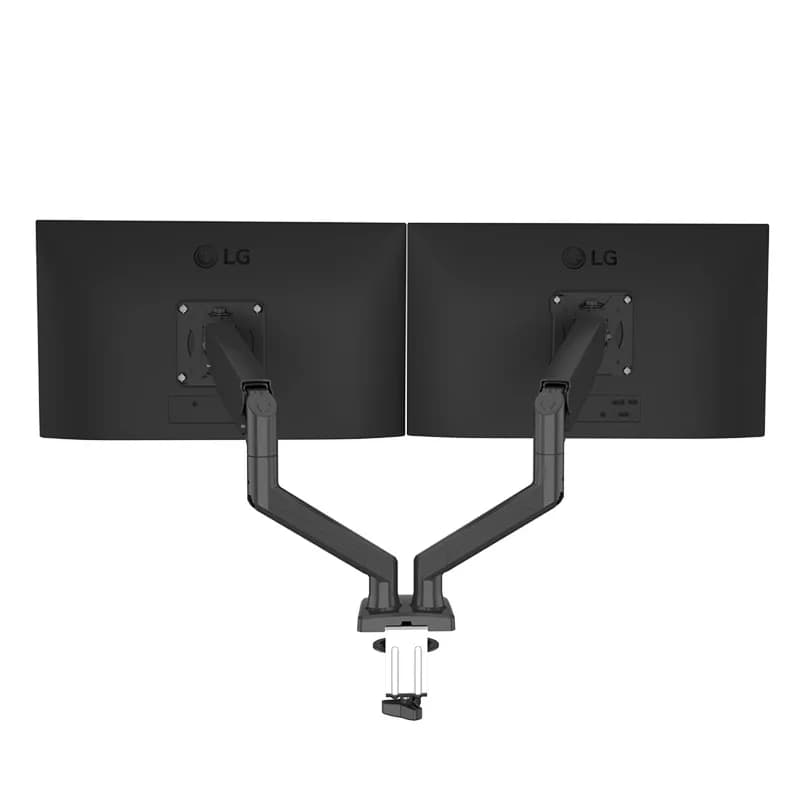 Supporto per due monitor con test di fatica a 20.000 cicli, sollevamento dinamico a molla a gas, supporto universale da scrivania per due monitor