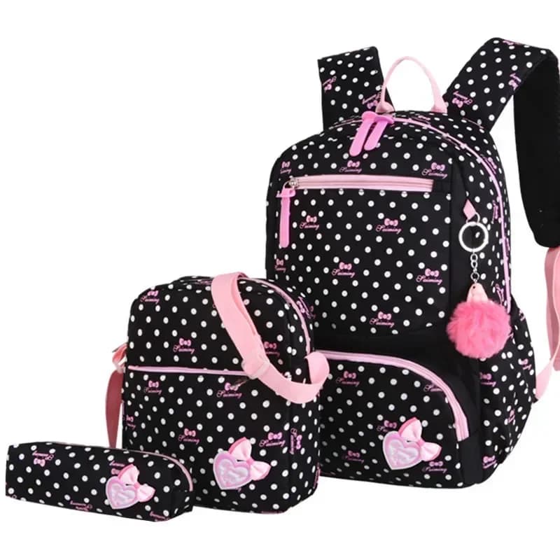 3 pezzi/set borse da scuola con stampa a punti zaino zainetto moda bambini zaini adorabili per bambini ragazze studente di scuola Mochilas