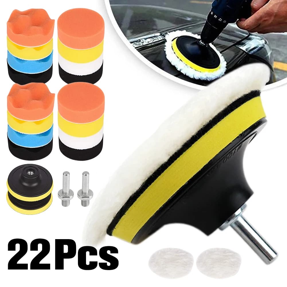 22 pz 3 pollici lucidatura ceretta pulito polacco lavabile fibra di lana lucidatrice per Auto lucidatrice riutilizzabile per Auto moto rimuovere graffi
