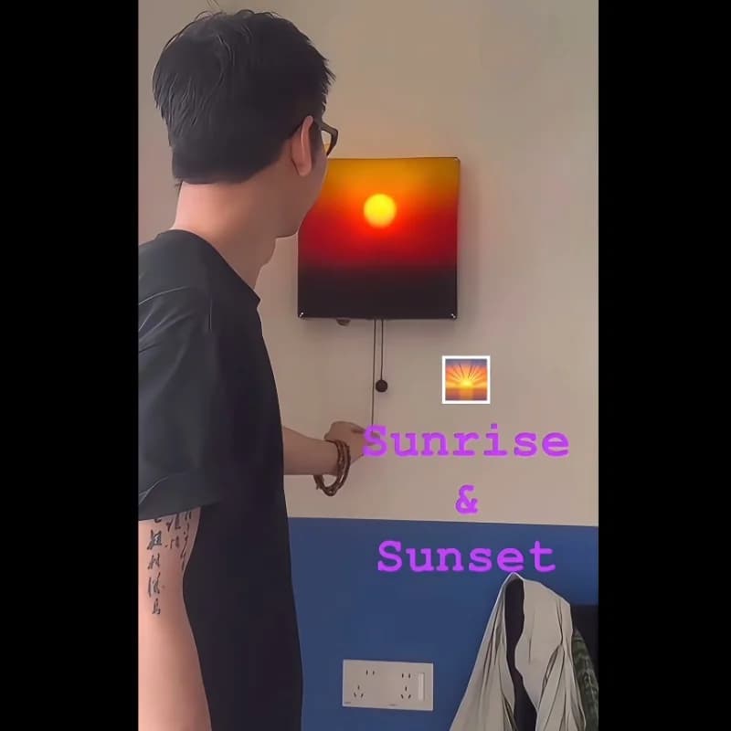 Lampada da parete Sunrise che si muove al sole Alba regolabile Tramonto Luce notturna a LED Corde a doppia trazione Illuminazione moderna per camera da letto