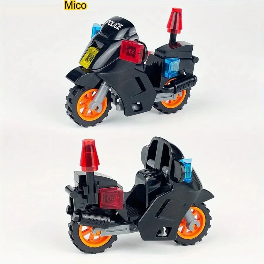 Modellino SWAT Polizia Militare con Moto da Pattuglia, Ornamento da Scrivania in Miniatura per Collezione e Decorazione